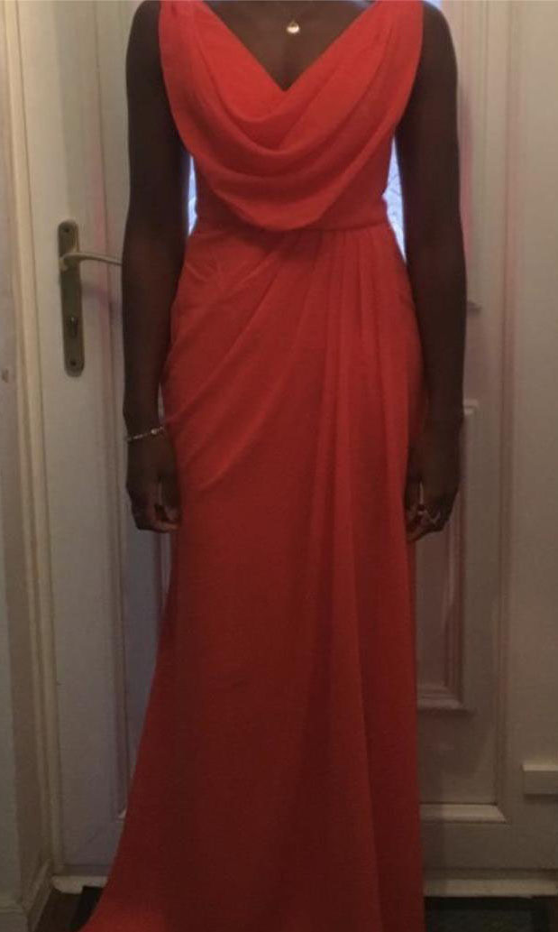 Chiffon Long Champagne Bridesmaid Dresses with Sexy High Slit and Front Ruffles